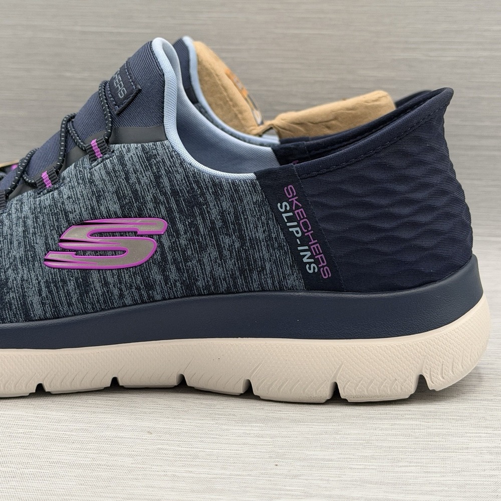Skechers Women's 9 Sneakers Blue Slip Ins Hands Free Summits Comfort 149937 - Picture 3 of 15